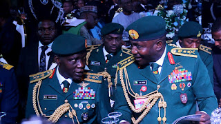 L-R: Chief of Army Staff, COAS, Lt. Gen. TA Lagbaja with the Chief of Defence Staff, CDS, General Christopher Gwabin Musa at the Nigeria Police Awards and Commendation Ceremony 