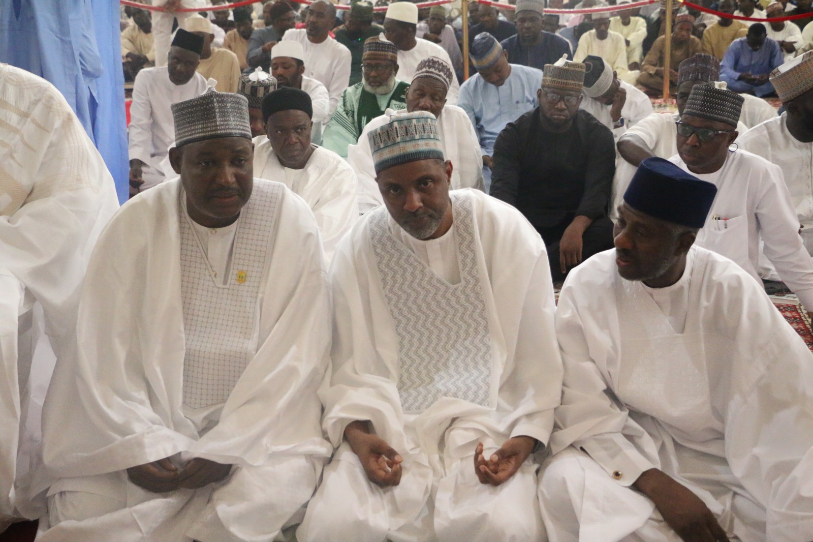 L-R: Permanent Secretary, Ministry of Police Affairs, Dr. Nasir Sani Gwarzo; Permanent Secretary, Ministry of Communications and Digital Economy, Engr. Faruk Yusuf Yabo, and Permanent Secretary, Ministry of Industry, Trade and Investment, Ambassador Nura Abba Rimi during the Jumma’ah Service to COMMEMORATE THE 2024 CIVIL SERVICE WEEK at the National Mosque in Abuja...