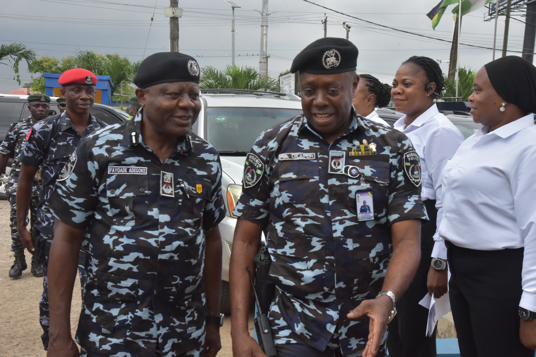 L-R: Commissioner of Police, Lagos State Command, CP Adegoke Fayoade being welcome by the Area Commander, Area F, ACP Paul Azuka Okafor during CP Fayoade's Familiarisation and Sensitization Visit to Area F Command.