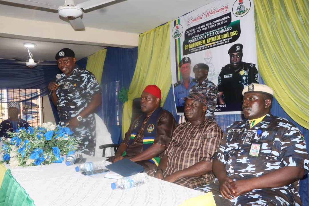 CP Adegoke Fayoade speaking at Area F Command during CP Fayoade's Familiarisation and Sensitization visit to Area F