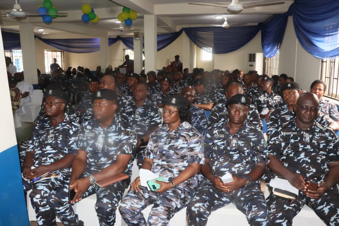 DPO Ojodu Division, CSP Elizabeth Oluwatoyin Opadola; DPO Alausa Division, CSP Tokunbo Abaniwonda; DPO Ikeja Division, CSP Akinwunmi Oke; DPO Mosafejo Division, CSP Peters Gbesu; DPO Man Centre Division, SP Ayodele Elijah; DPO Akinpelu Division, CSP Yakubu Luka; DPO Shogunle Division, CSP Olayinka Aghedo; Acting DPO Ilupeju Division, SP Ashade Babatunde. Other officers present are CSP Benedict Eilenba ATO, ACO Area F, CSP Cyril Nwobu, 2ic Area F, CSP Oshiomogho Silvanus, Ops 1 Area F, CSP Aiyemomiro Mobolaji during CP Fayoade's Familiarisation and Sensitization Visit to Area F Ikeja