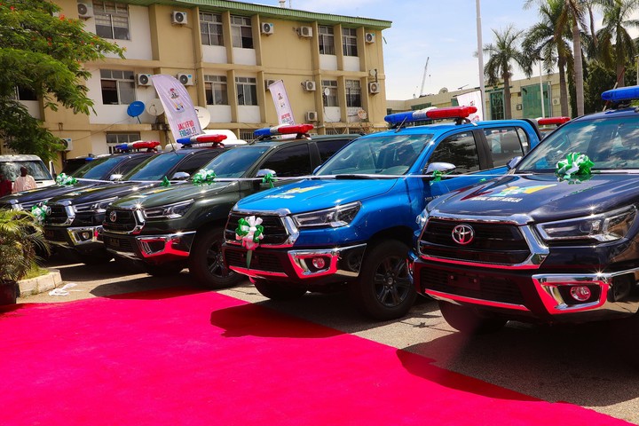 Some of the operational vehicles presented by the Honourable Minister of the Federal Capital Territory, FCT, Chief Barr. Nyesom Wike to the Nigerian Army, Police, NSCDC and other security agencies in the FCT