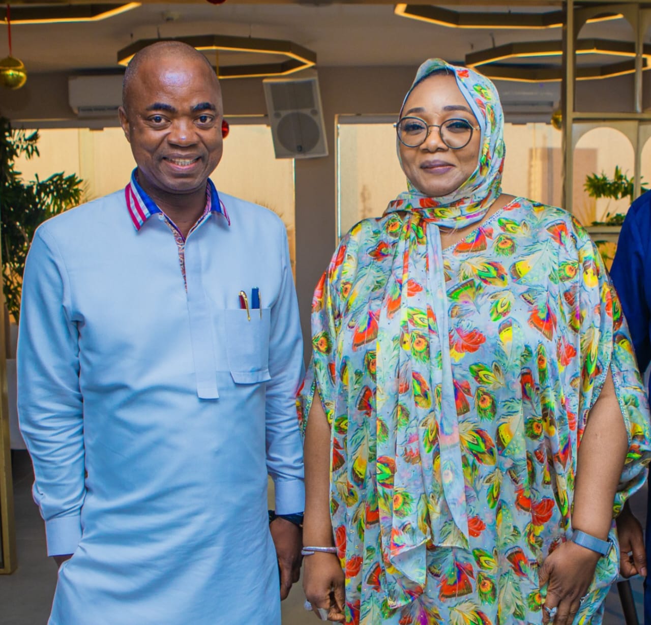 L-R: CEO, Badinson Security Ltd, Mr. Matthew Ibadin with the Honourable Minister of State for Police Affairs, Hajia Imaan Sulaiman-Ibrahim