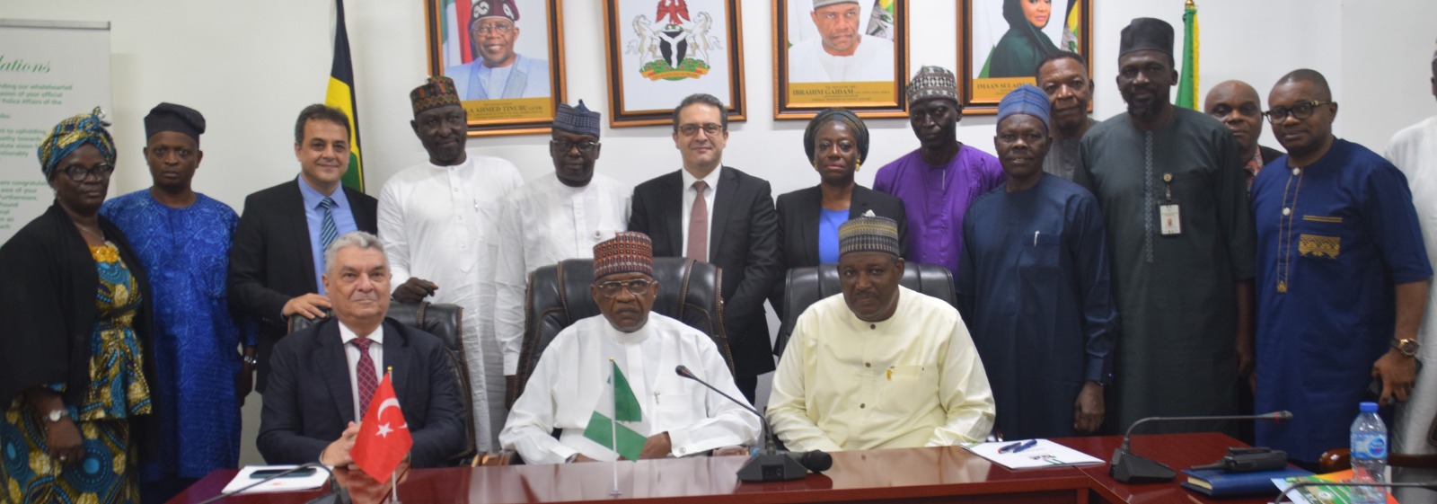 Turkiye Ambassador to Nigeria, His Excellency, Ambassador Hidayat Bayraktar, Honourable Minister of Police Affairs, Senator Ibrahim Gaidam, Permanent Secretary, Dr. Nazir Sani Gwarzo and others during the visit of the Turkiye Ambassador to Nigeria to the Headquarters of the Ministry in Abuja