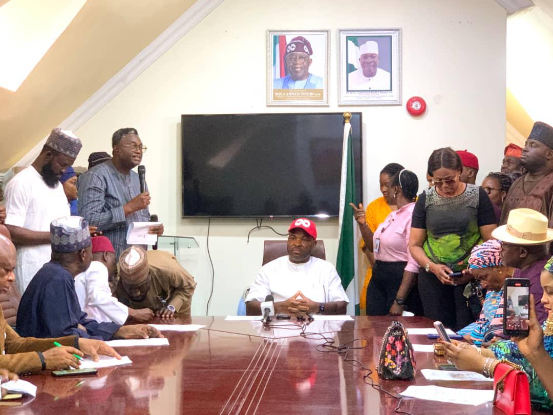 Executive Secretary/CEO,  National Lottery Trust Fund (NLTF), Comrade Tosin Adeyanju during his welcoming reception by members of staff of NLTF in Abuja.