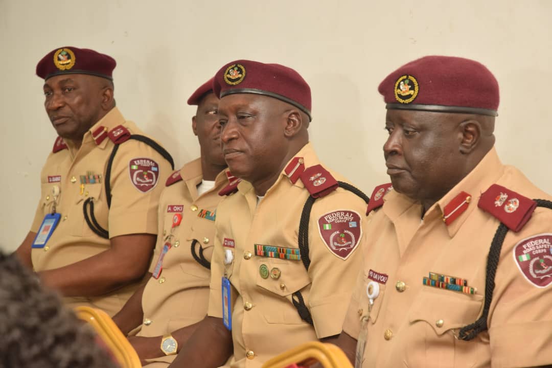 Corps Public Enlightenment, FRSC, CC Olusegun Ogungbemide; Lagos and Ogun Zonal Commanding Officer, ACM Jonathan Owoade; Lagos Sector Commander, CC Patrick Davou Dung, CC Cyril Matthew and other senior officers of the Corps.