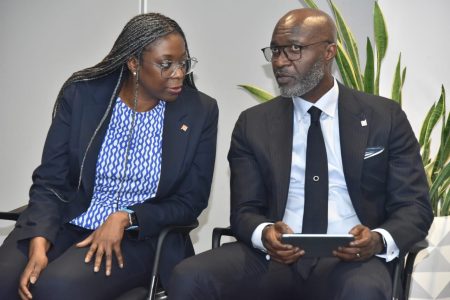 L-R: Acting Group CEO, Access Holdings, Ms. Bolaji Agbede with MD/CEO, Access Bank Plc, Mr. Roosevelt Ogbonna