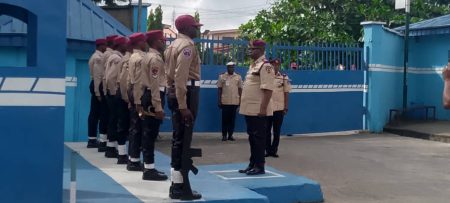 Assistant Corps Marshal, Federal Road Safety Corps, FRSC, ACM Adeoye Irelewuyi during his working visit to FRSC Lagos Sector Command. 