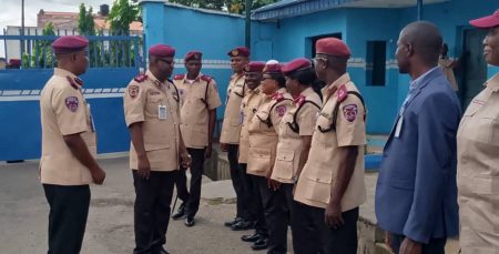 Assistant Corps Marshal, Federal Road Safety Corps, FRSC, ACM Adeoye Irelewuyi during his working visit to FRSC Lagos Sector Command. 