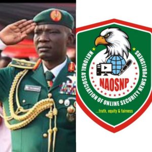 L-R: Late Chief of Army Staff, Lt. Gen. Taoreed Lagbaja and NAOSNP Logo