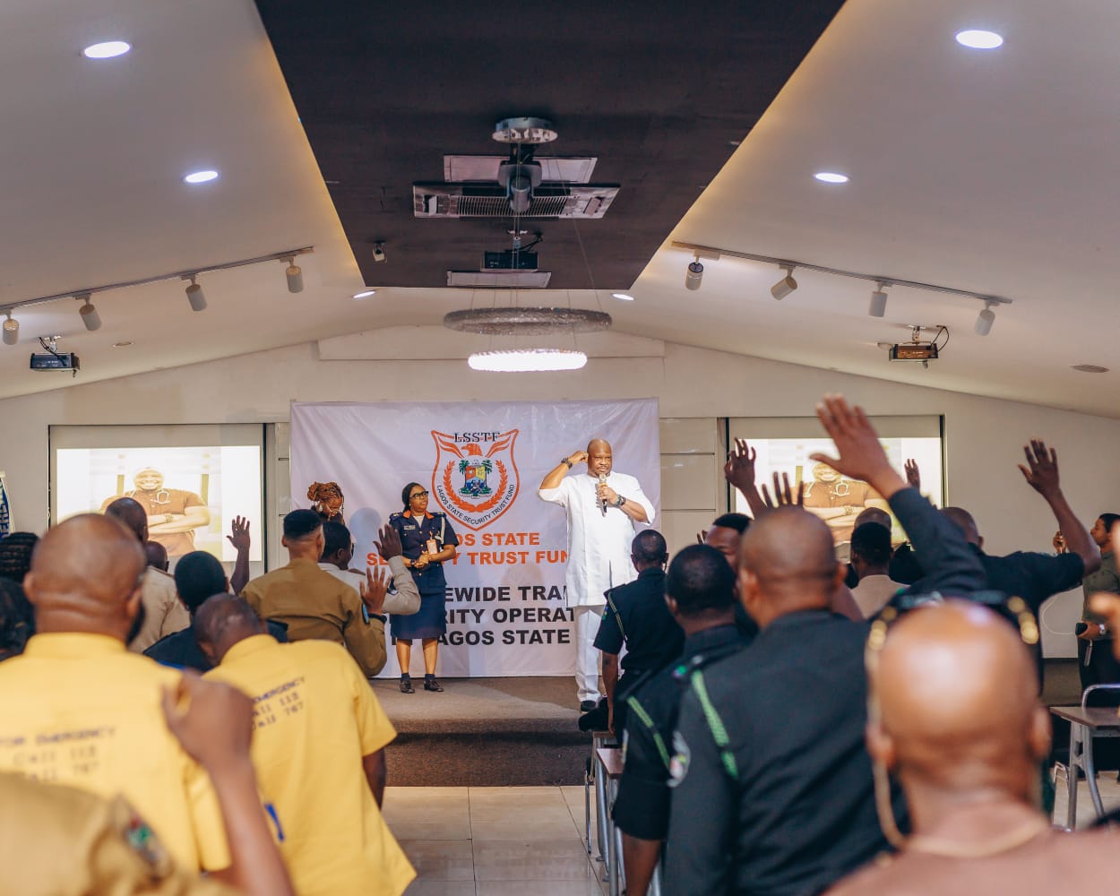 Executive Director and Deputy Director of Clinical Services at Atlantis Pediatric and Multi-specialist Hospital, Dr. Diya Ololade Oluwadamilola facilitating the Health and Wellness session at the September edition of the LSSTF Statewide Inter-Agency Training for Security Operatives in Lagos